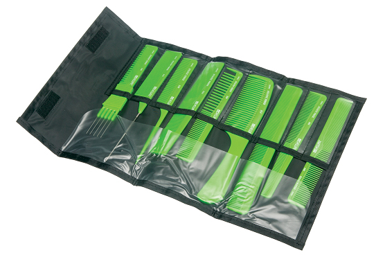 CO-9-Light Green Набор расчесок DEWAL в черном чехле, салатовый, 9 шт