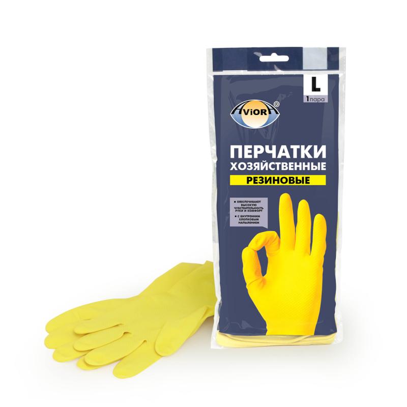 Перчатки хозяйственные, резиновые, AVIORA, размер L