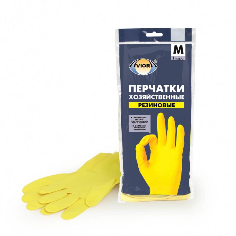 Перчатки хозяйственные, резиновые, AVIORA, размер M